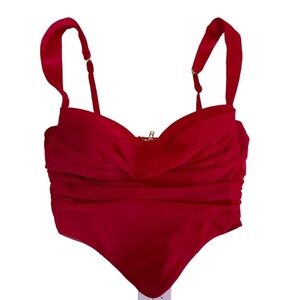 Oh Polly Corset Top Mesh Overlay Romantic Red Size 8 NWT